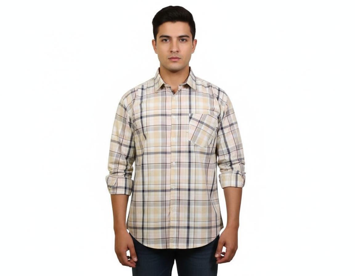 Men's Premium Cotton Checked Shirt