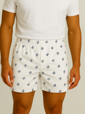 White Patterned Cotton Boxers