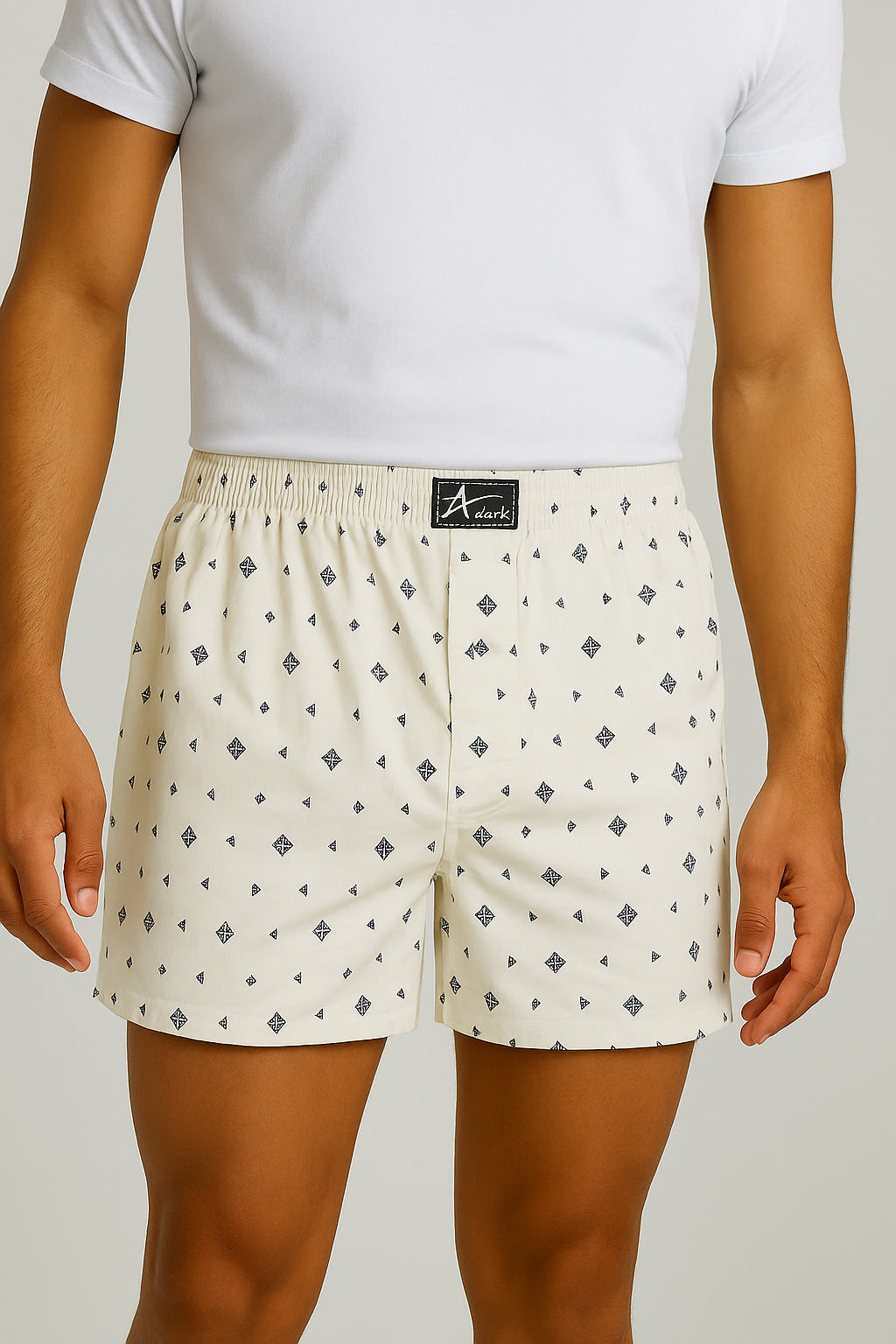 Men Off White Printed Boxers