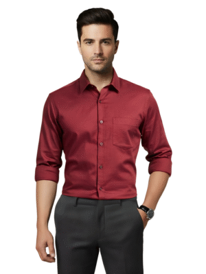 Plain Red Formal Shirt For Men
