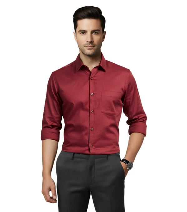 Plain Red Formal Shirt For Men